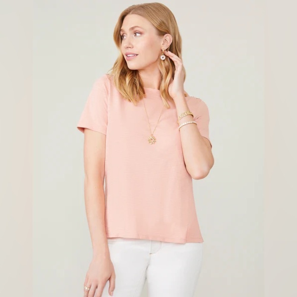 Spartina 449 Sea Breeze Slub Coral Pink Short Sleeve Tee Size Small